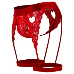 String Jarretière Dentelle Rouge