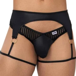 String Jarretière Rayé Noir