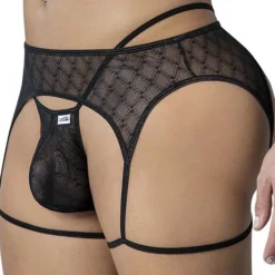 String Jarretière Résille Géométrique Noir
