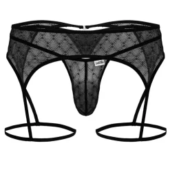 String Jarretière Résille Géométrique Noir