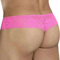 String Résille Dentelle Florale Rose