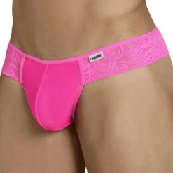 String Résille Dentelle Florale Rose