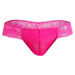 String Résille Dentelle Florale Rose