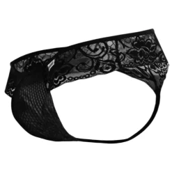 String Résille Dentelle Florale Noir