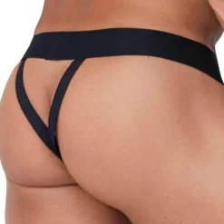 String V à Franges Noir