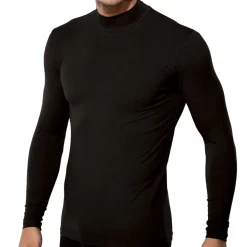 T-Shirt Col Montant Coton Modal Noir