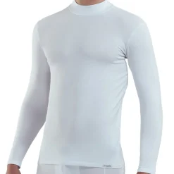 T-Shirt Col Montant Coton Modal Blanc