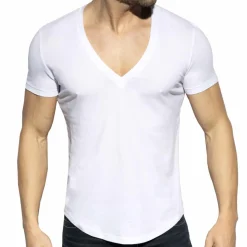T-Shirt Col V Plongeant Blanc
