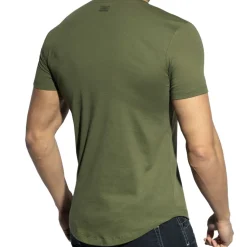 T-Shirt Col V Plongeant Kaki