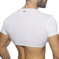 T-Shirt Crop AD Rainbow Blanc