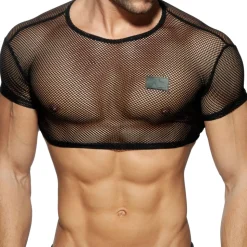T-Shirt Crop C-Through Mesh Noir