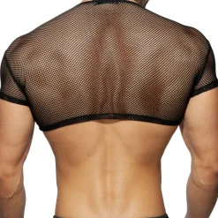 T-Shirt Crop C-Through Mesh Noir