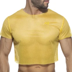 T-Shirt Crop Mesh Jaune