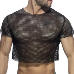 T-Shirt Crop Mesh Noir