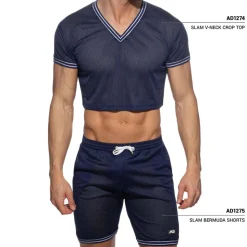 T-Shirt Crop Slam Mesh Bleu Marine