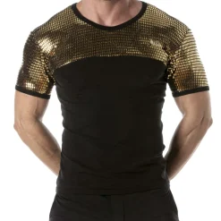 T-Shirt Glitter Noir - Or