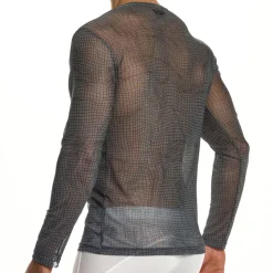 T-Shirt Manches Longues Abstract Résille Gris Anthracite