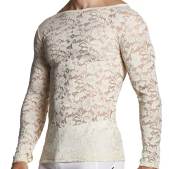 T-Shirt Manches Longues Dentelle Florale Ivoire