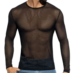 T-Shirt Net Manches Longues Noir