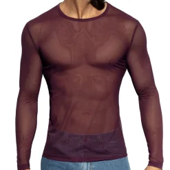 T-Shirt Net Manches Longues Aubergine