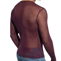 T-Shirt Net Manches Longues Aubergine