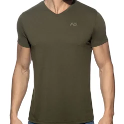 T-Shirt V-Neck Basic Kaki