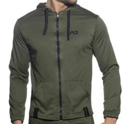 Veste à Capuche Manches Longues Loop Mesh Kaki