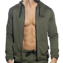 Veste à Capuche Manches Longues Loop Mesh Kaki